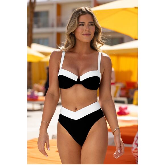 Cupshe x JoJo Colorblock Underwire Bikini – Size Large NWT - Picture 1 of 13